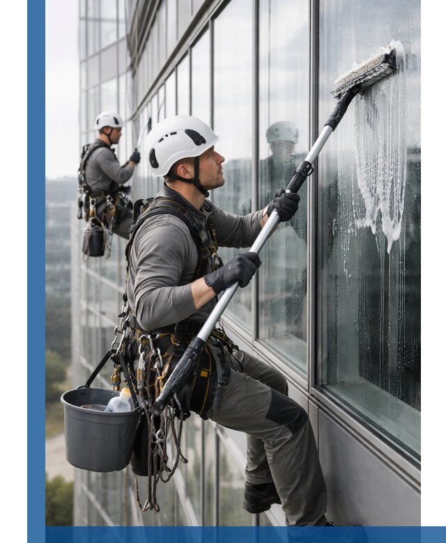 Высотная мойка сплошного остекления с выездом в Нурлате