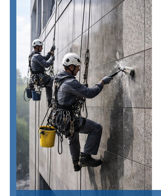 Профессиональная мойка фасада из керамогранита в Нурлате