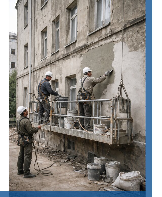 Капитальный ремонт фасада в Нурлате от 4379 р. | ВЫСОТНИК-Нрт