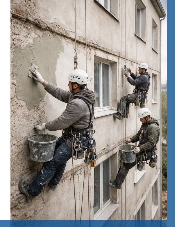 Ремонт штукатурного фасада в Нурлате от 782 р. под ключ | ВЫСОТНИК-Нрт