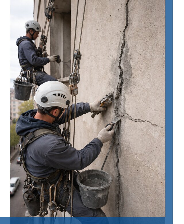 Заделка трещин на фасаде в Нурлате от 938 р. | ВЫСОТНИК-Нрт