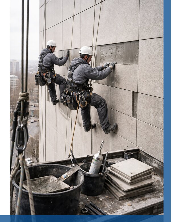 Ремонт фасада из керамогранита в Нурлате от 2607 р. | ВЫСОТНИК-Нрт