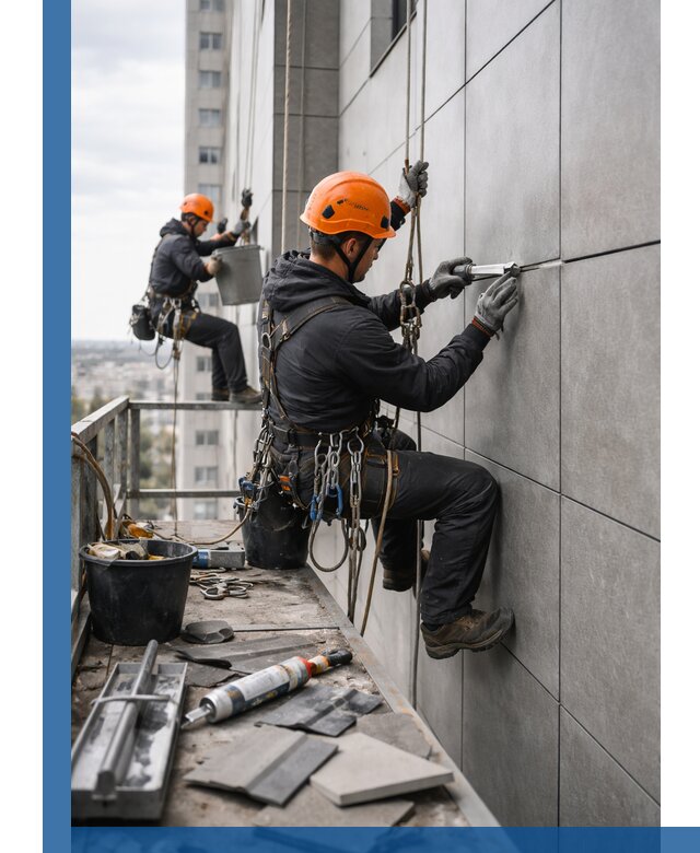 Профессиональный ремонт фасада из керамогранита в Нурлате