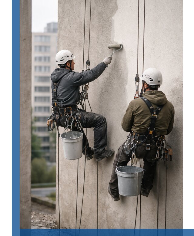 Покраска фасадов высотными альпинистами в Нурлате с гарантией