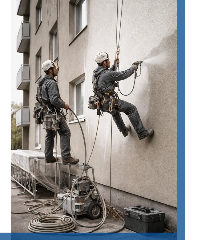 Безвоздушная покраска фасада в Нурлате от 229 р/м² | ВЫСОТНИК-Нрт