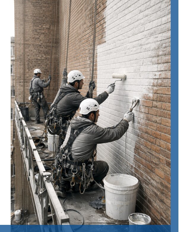 Покраска кирпичного фасада в Нурлате от 365 р. | ВЫСОТНИК-Нрт