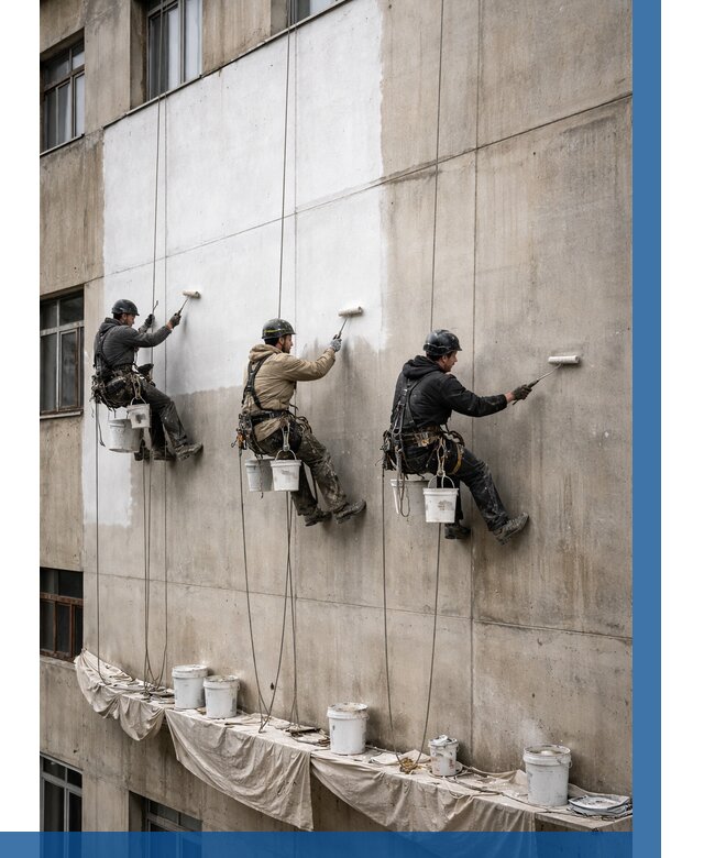 Покраска бетонного фасада в Нурлате от 365 р за м2 | ВЫСОТНИК-Нрт