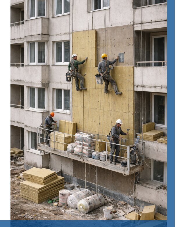 Утепление фасада минватой в Нурлате от 1564 р. | ВЫСОТНИК-Нрт