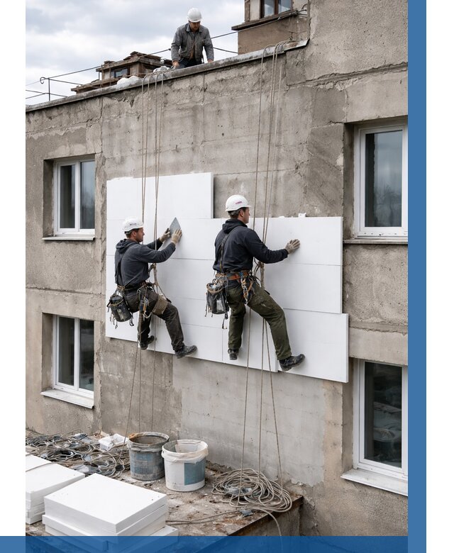 Утепление фасада пенополистиролом в Нурлате от 1877 р. | ВЫСОТНИК-Нрт