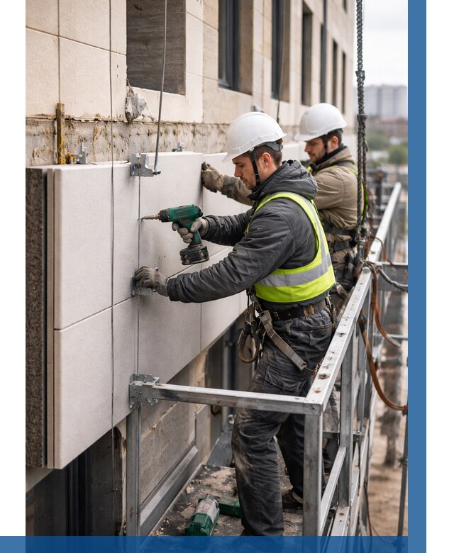 Монтаж фасадных термопанелей в Нурлате от 1564 р. | ВЫСОТНИК-Нрт