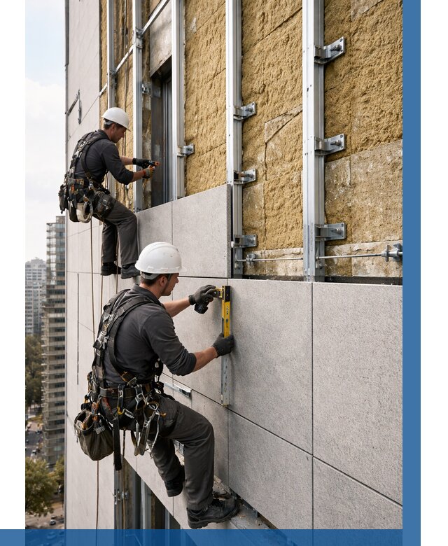 Монтаж вентилируемого фасада в Нурлате от 3649 р. | ВЫСОТНИК-Нрт