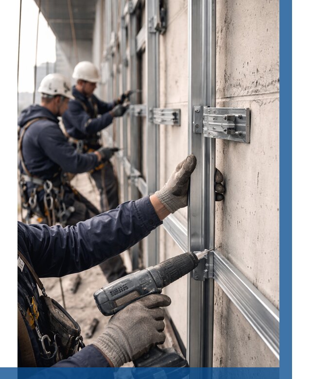 Монтаж подсистемы вентфасада в Нурлате от 886 р. | ВЫСОТНИК-Нрт