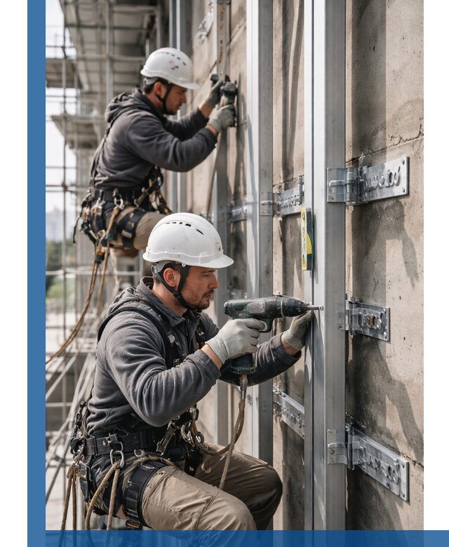 Монтаж и крепление подсистемы вентфасада в Нурлате