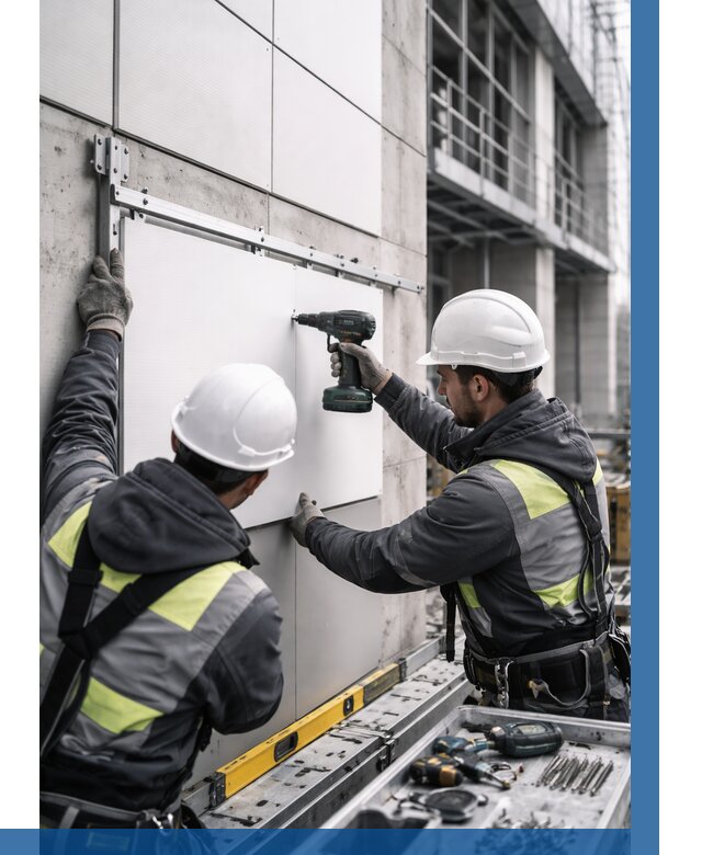 Монтаж композитных панелей фасада в Нурлате от 2607 р. | ВЫСОТНИК-Нрт