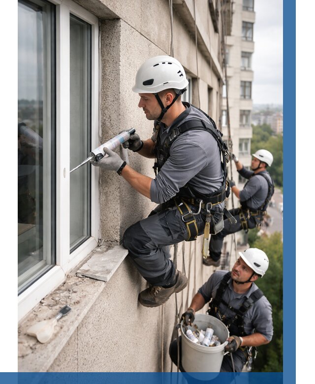 Герметизация оконных швов снаружи в Нурлате от 1564 р. | ВЫСОТНИК-Нрт