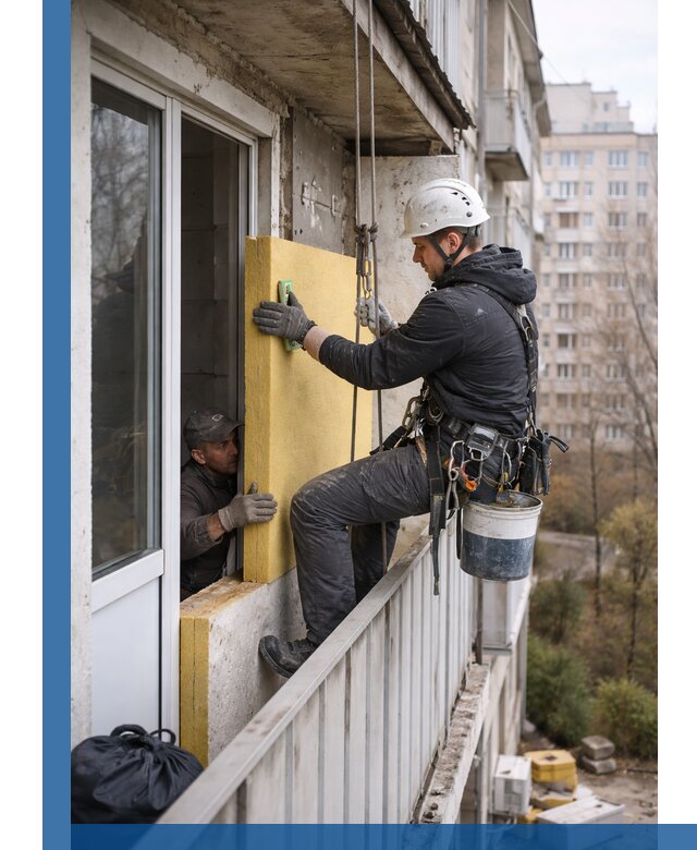 Профессиональное утепление балкона снаружи в Нурлате под ключ