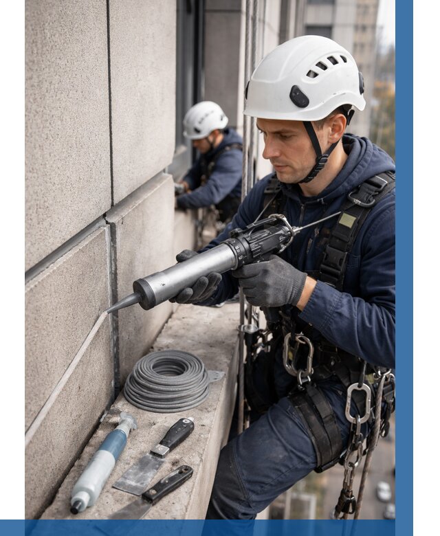 Герметизация деформационных швов фасада в Нурлате от 730 | ВЫСОТНИК-Нрт