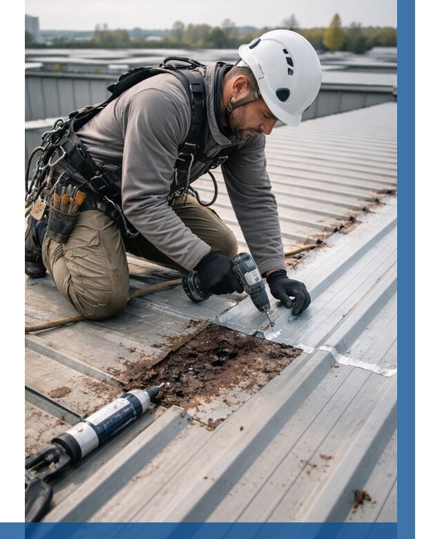 Ремонт профнастила на кровле в Нурлате от 730 р. | ВЫСОТНИК-Нрт