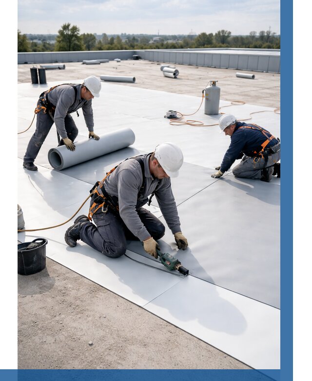 Монтаж мембранной кровли под ключ в Нурлате от 1251 р. | ВЫСОТНИК-Нрт