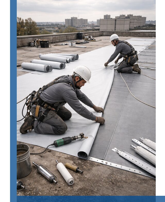 Монтаж мембранной кровли в Нурлате для промышленных зданий