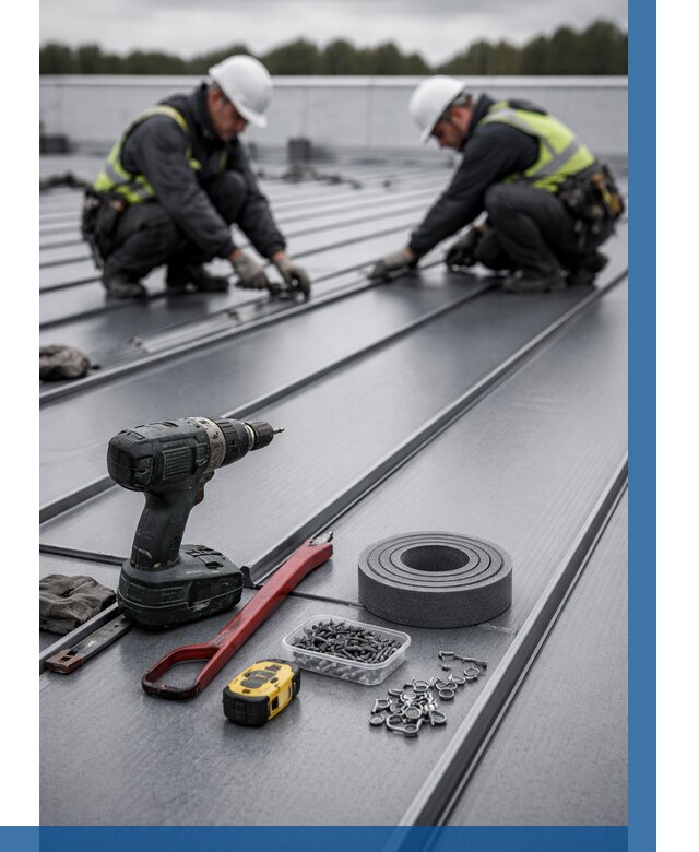 Монтаж фальцевой кровли в Нурлате от 1877 р. | ВЫСОТНИК-Нрт