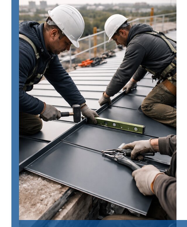 Монтаж фальцевой кровли в Нурлате для промышленных зданий