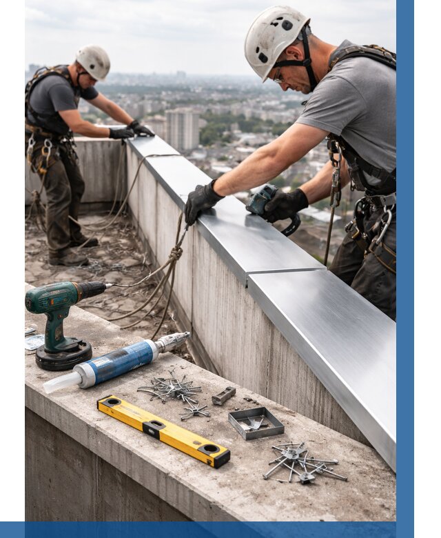 Монтаж парапетных крышек в Нурлате от 834 р. | ВЫСОТНИК-Нрт