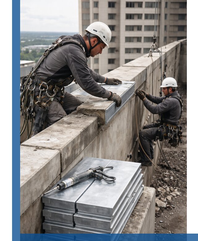 Замена парапетных крышек и установка новых в Нурлате