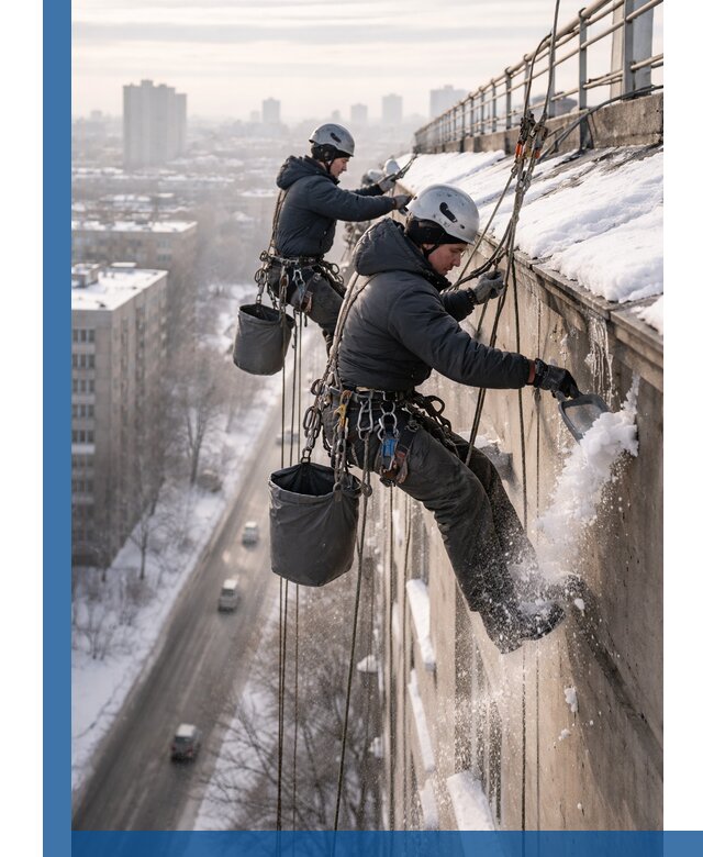 Очистка карнизов от снега в Нурлате профессионально и безопасно