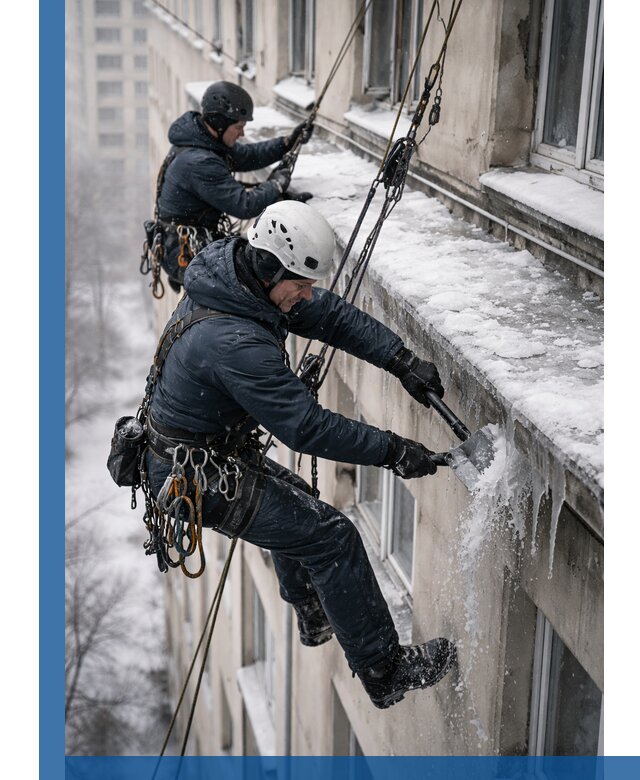 Удаление наледи и сосулек с карнизов в Нурлате профессионально