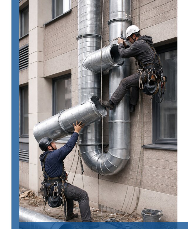 Монтаж фасадных воздуховодов в Нурлате с герметизацией и крепежом