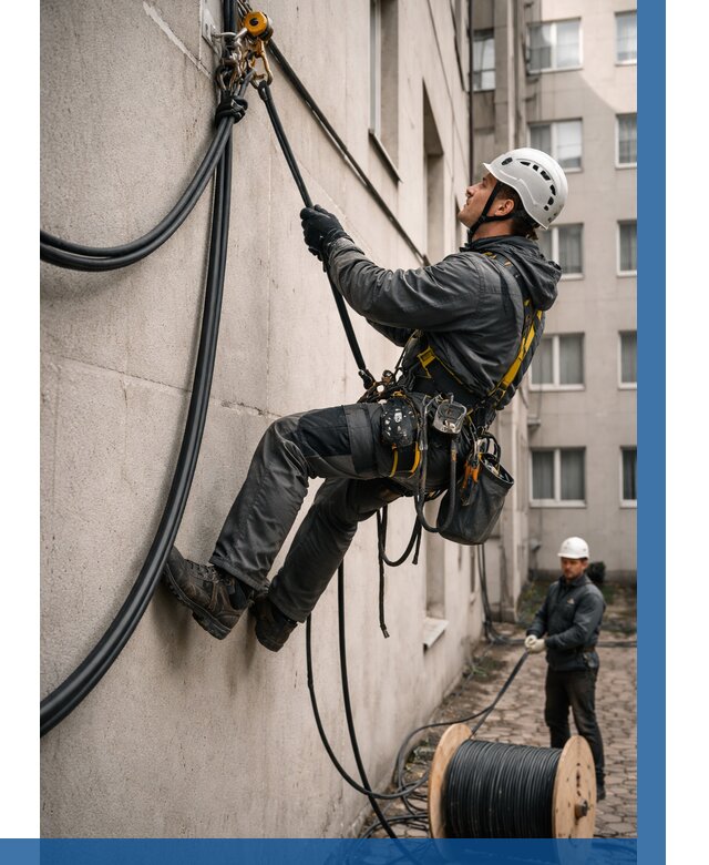 Протяжка кабеля питания на высоте в Нурлате от 469 р. | ВЫСОТНИК-Нрт