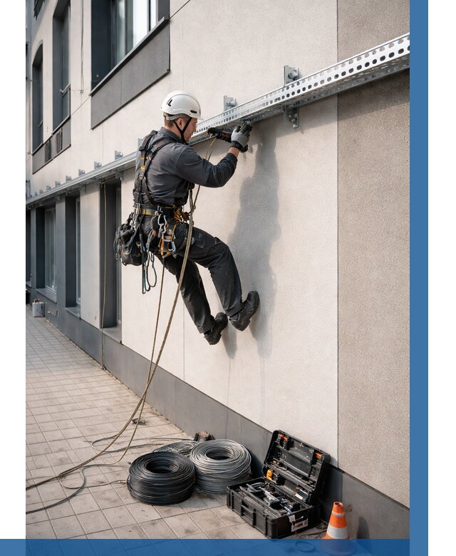 Монтаж кабельных лотков на фасаде в Нурлате от 1251 р. | ВЫСОТНИК-Нрт