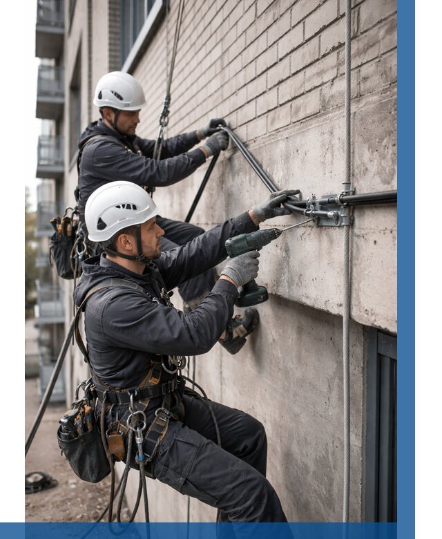 Крепление кабеля на фасаде в Нурлате от 365 р. | ВЫСОТНИК-Нрт