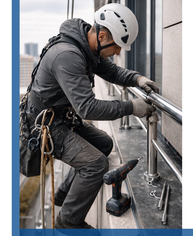 Монтаж ограждений на высоте в Нурлате для зданий и конструкций