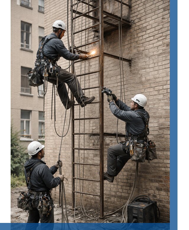 Ремонт пожарной лестницы в Нурлате от 7820 р. | ВЫСОТНИК-Нрт