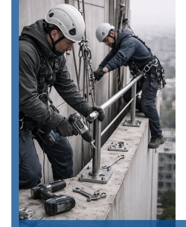 Монтаж перил на высоте в Нурлате для жилых и промобъектов