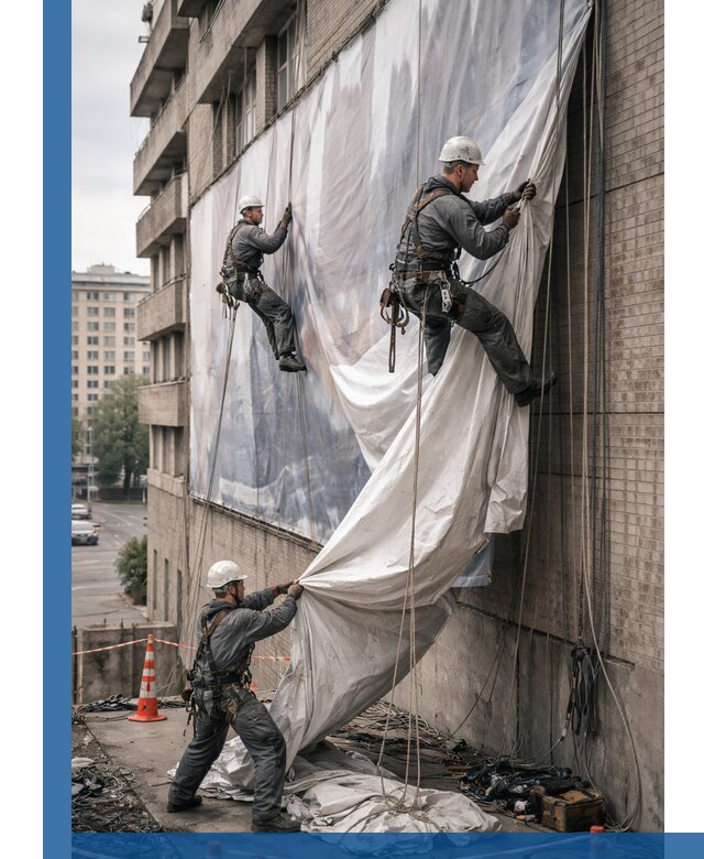 Демонтаж баннеров с фасада в Нурлате оперативно и безопасно