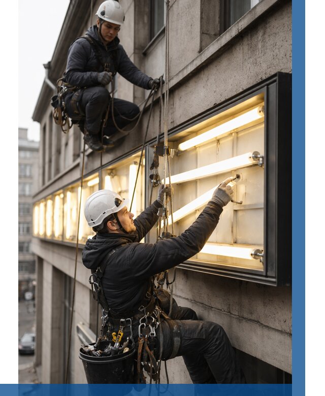 Замена ламп в вывеске в Нурлате под ключ от 3649 р. | ВЫСОТНИК-Нрт