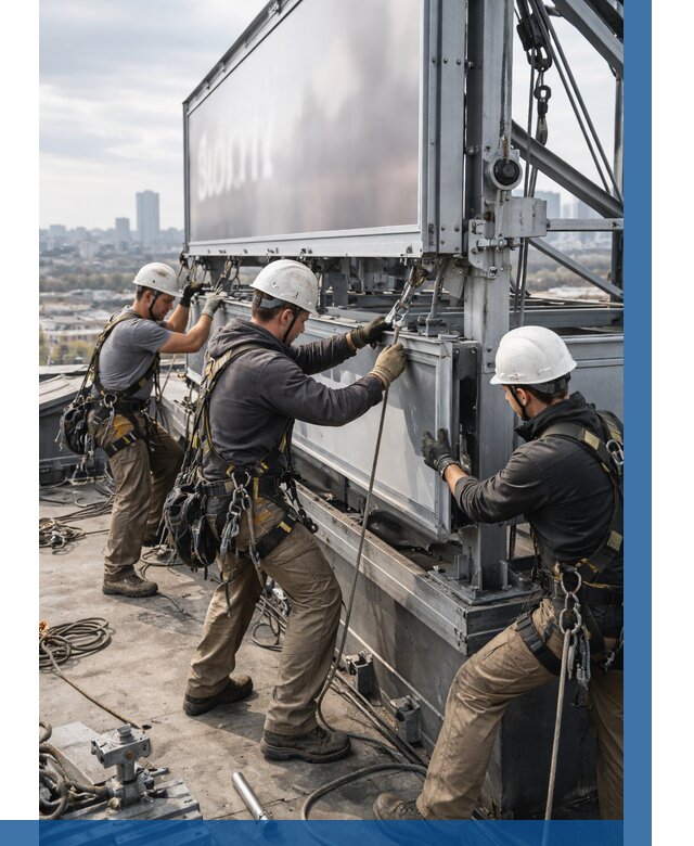 Монтаж крышной рекламной конструкции в Нурлате от 62562 р.|ВЫСОТНИК-Нрт