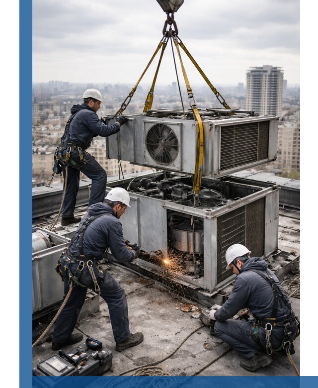 Демонтаж крышной установки в Нурлате любой сложности