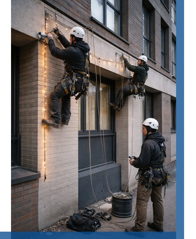 Монтаж гирлянд на фасаде в Нурлате от 3649 р. | ВЫСОТНИК-Нрт