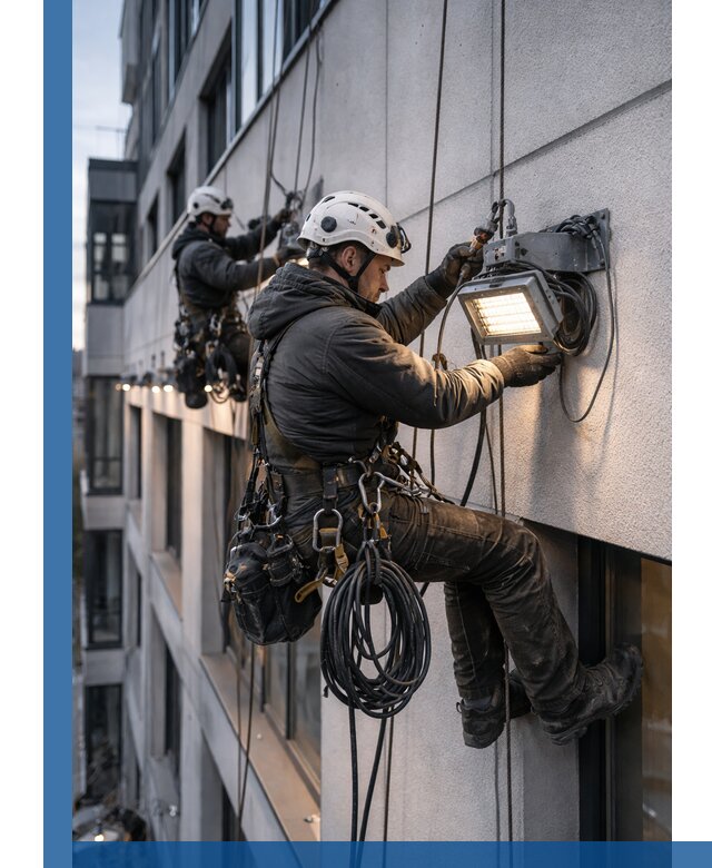 Монтаж фасадного освещения в Нурлате установка и подключение