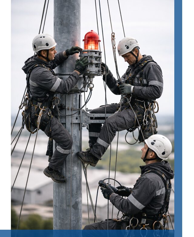 Монтаж заградительных огней в Нурлате от 8863 р. | ВЫСОТНИК-Нрт