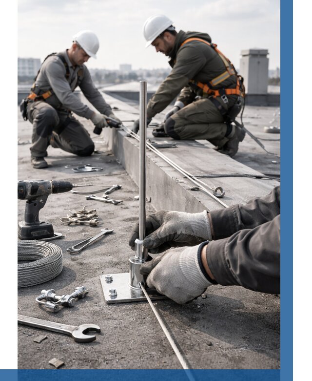 Монтаж молниезащиты на кровле в Нурлате цена от 26068 р. | ВЫСОТНИК-Нрт