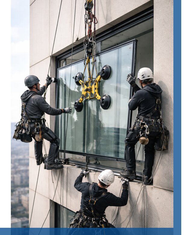 Монтаж стеклопакетов на высоте в Нурлате от 3337 р. | ВЫСОТНИК-Нрт