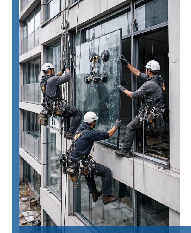 Фасадное остекление и монтаж витражей зданий в Нурлате под ключ