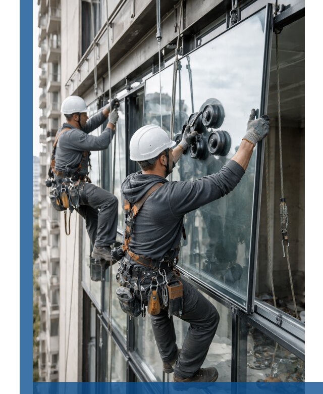 Витражное остекление фасадов и лоджий в Нурлате под ключ