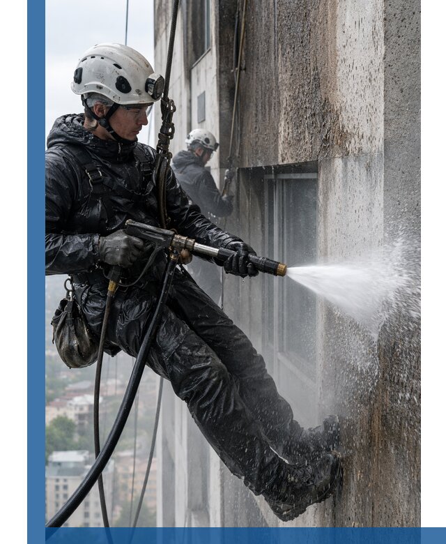 Гидроструйная очистка фасадов и конструкций в Нурлате