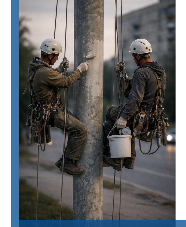 Покраска опор освещения и антикоррозийная защита в Нурлате